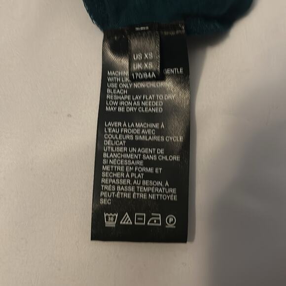 Free People Bridgette Tunic Mini Dress Long Sleeve XS Neck Tie Teal Balletcore - Picture 9 of 10